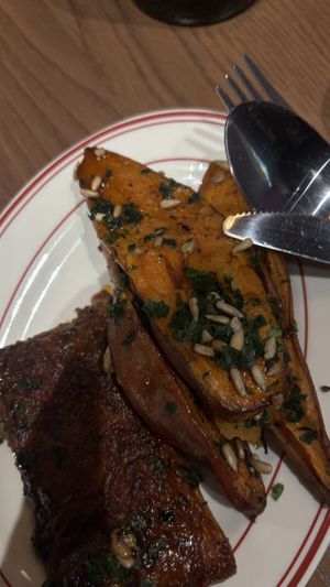 Pwri peri “chicken” and sweet potatoes  at Smith & Deli CBD in Melbourne