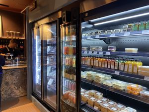 The refrigerated vegan products section  at Smith & Deli CBD in Melbourne