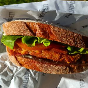 foghorn legless sandwich (tempeh schnitzel and bacon) at Smith & Deli CBD in Melbourne