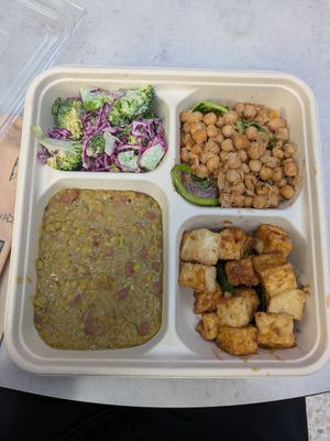 Tofu, chickpeas, dhal, and brocolli salad at Smith & Deli CBD in Melbourne