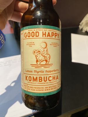 A unique kombucha ($7). Quite expensive, but less so than the house juice blend, which was a staggering $9 for a tiny plastic bottle of orange juice 🤯  at Smith & Deli CBD in Melbourne