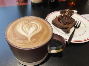 Soy mocha ($8). Expensive, but the microfoam and latte art was on-point and the chocolate flavour was rich and delicious.  at Smith & Deli CBD in Melbourne