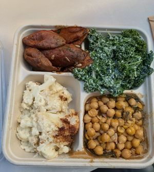 Sweet potato, kale, cauliflower, and chickpeas at Smith & Deli CBD in Melbourne