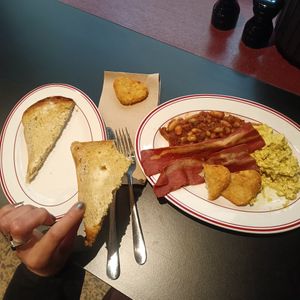 Hot breakfast with toast at Smith & Deli CBD in Melbourne