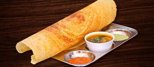 Dosa with chutney and sambhar  at The Green Plate Inc in London
