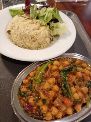 Chick pea and spinach curry at The Green Plate Inc in London