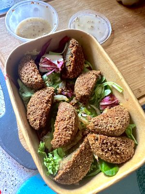 Falafel mezze bowl  at The Green Plate Inc in London
