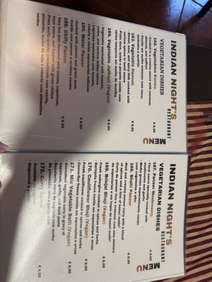 Menu  at Indian Night's in Albufeira