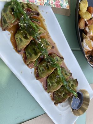 Vegan gyozas  at L'Ombu Bistro S.I 🌳🌴 in Catalunya