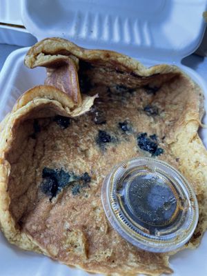 Vegan blueberry corn pancake  at French Meadow Bakery & Cafe in St Paul