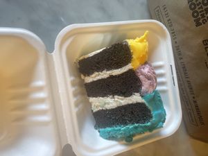 Rose cake: vegan and gluten-free (cake is hella dry)  at French Meadow Bakery & Cafe in St Paul