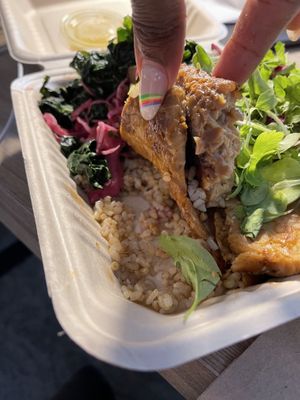 Brown rice under the tempeh - Healing Plate   at French Meadow Bakery & Cafe in St Paul