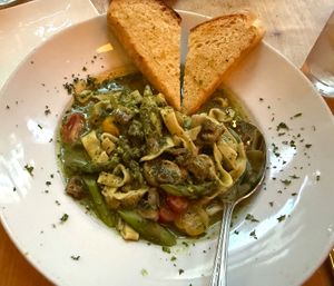 Fettuccini with pistachio pesto at Piattino in Portland