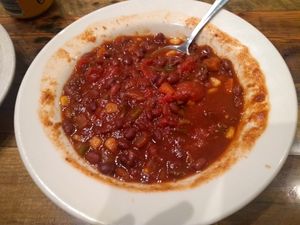 Vegan black bean chilli at Bluestem Bar in Minneapolis