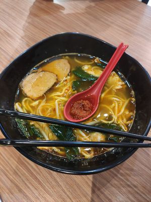 'fish' noodle soup at Gold Lotus Vegetarian Restaurant in Penang