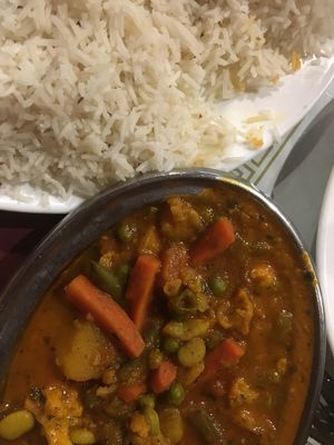 Vegan dish unlimited rice at Sitar Indian Cuisine in Knoxville