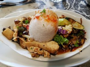 tofu scramble with rice at Midnight Espresso in Wellington