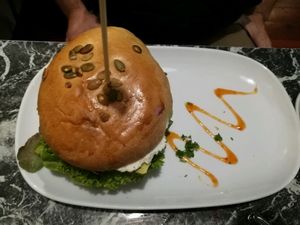 Giant Tofu burger at Midnight Espresso in Wellington