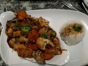 Scrambled Tofu and rice at Midnight Espresso in Wellington