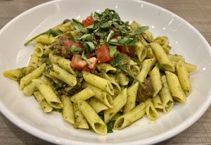 Beyond Sausage, Mushroom & Pesto #Veganuary at Picazzo's Healthy Italian Kitchen in Scottsdale