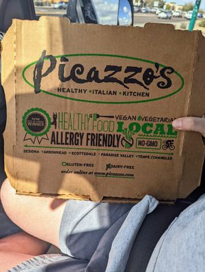 Pizza box at Picazzo's Organic Italian Kitchen in Phoenix