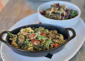 Beyond Sausage, Mushroom & Pesto #Veganuary at Picazzo's Organic Italian Kitchen in Phoenix