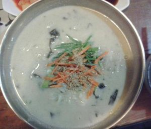 perilla seed soup at Dajeon Cafe in Busan