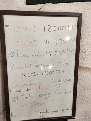 Timings at Dajeon Cafe in Busan