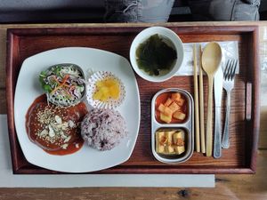 Vegan steak at Dajeon Cafe in Busan