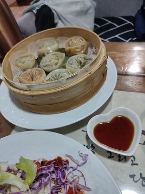 Steamed dumplings  #Veganuary at Dajeon Cafe in Busan