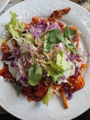 Delicious dish!! Something with bean meat #Veganuary at Dajeon Cafe in Busan