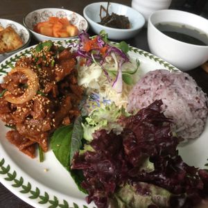 Spicy vegan bulgogi~ (콩불구이) Authentic Korean flavours à la vegan! at Dajeon Cafe in Busan