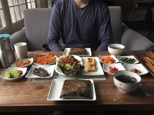 lotus leaf meal set for 2 people :) at Dajeon Cafe in Busan