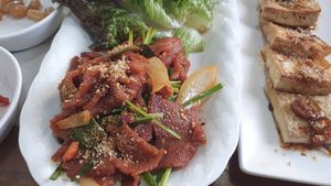 Bulgogi (bean-made meat) at Dajeon Cafe in Busan