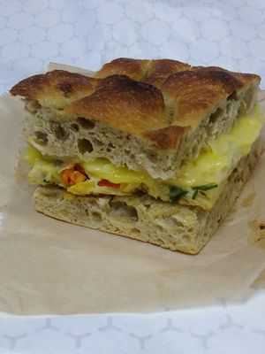 Vegan Bacon Gouda breakfast Sandwich at SIMPLS in Minneapolis