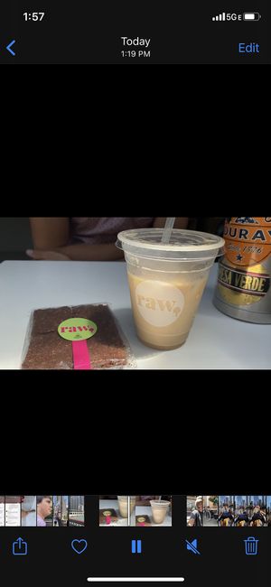 Their own Biscotti && iced latte with oat milk!! at Chicago Raw - Huron St in Chicago