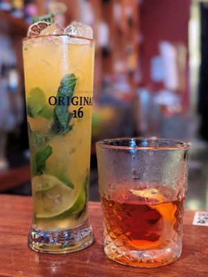 Passion fruit mojito and Before and after at Block Kitchen and Bar in Banff