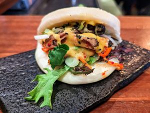 Vegan tofu bao at Block Kitchen and Bar in Banff