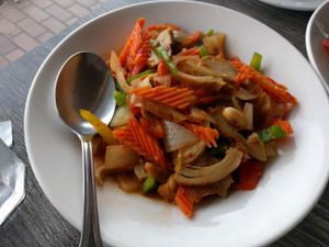 kung pao at Vegan Glory in Los Angeles