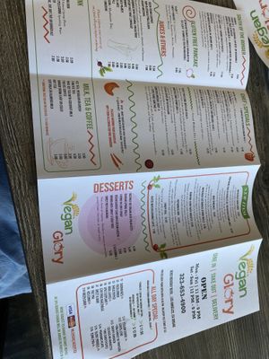 Menu 1  at Vegan Glory in Los Angeles