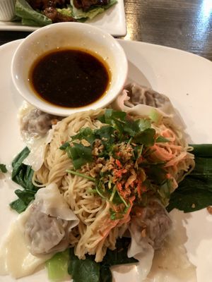 Hong Kong noodles with dumplings  at Vegan Glory in Los Angeles