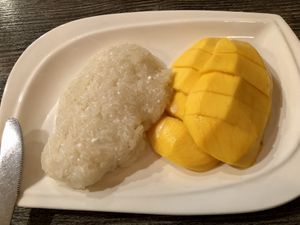 Mango sticky rice  at Vegan Glory in Los Angeles