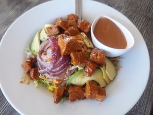BBQ chicken salad at Vegan Glory in Los Angeles