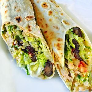 beef jerky wrap at Vegan Glory in Los Angeles