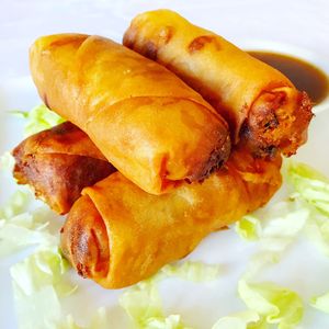 spring rolls  at Vegan Glory in Los Angeles