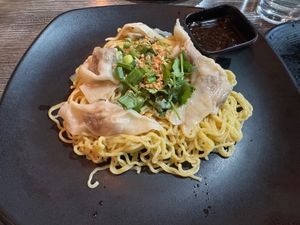 HONG KONG EGGLESS NOODLES W/ IMPOSSIBLE DUMPLINGS at Vegan Glory in Los Angeles