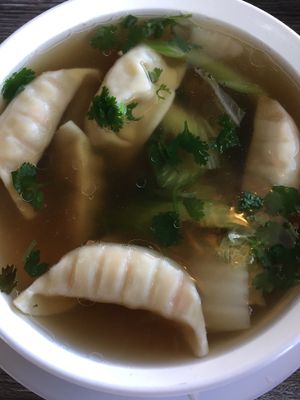 Dumpling soup at Vegan Glory in Los Angeles