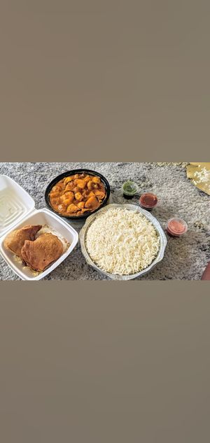 Mushroom curry, samosa and rice at Himalayan Curry & Grill in Lancaster