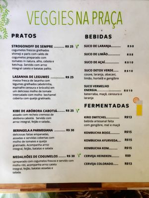 Menu at Veggies na Praca in Sao Paulo