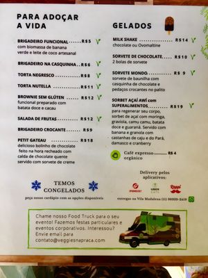 Menu at Veggies na Praca in Sao Paulo
